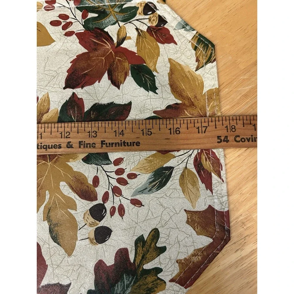 Thanksgiving Fall Placemats Set of 8 Plastic Reversible Autumn Leaves Acorns VTG